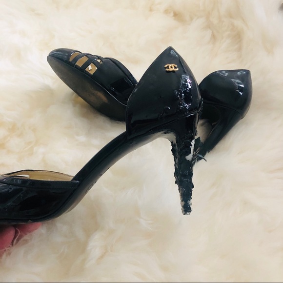 Classic Chanel Parent Leather Heels fits sz 8.5 - Picture 4 of 6